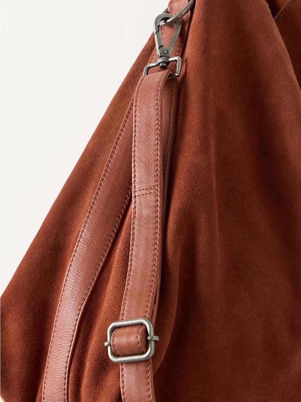 Free People Suzie Suede Slouchy Tote Bag Brown Leather NWT - Picture 4 of 13